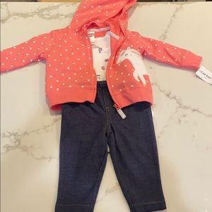 Brand new 3 piece jacket onesie and leggings